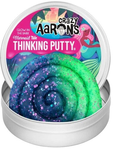 Crazy Aaron's Thinking Putty Glow in the Dark Mermaid Tale, 4'' Full Size Tin