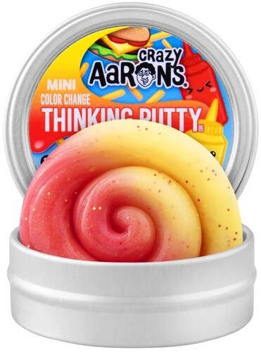 Crazy Aaron's Mini Thinking Putty Color Change Ketchup and Mustard, Mini 2'' Tin
