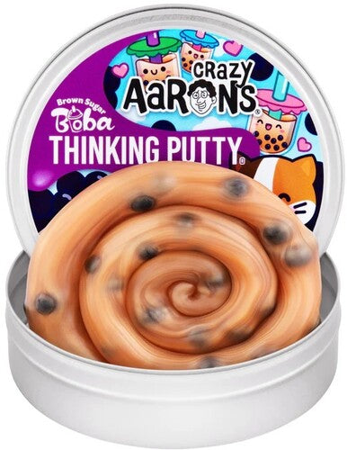 Crazy Aaron's Thinking Putty Brown Sugar Boba, 4'' Full Size Tin