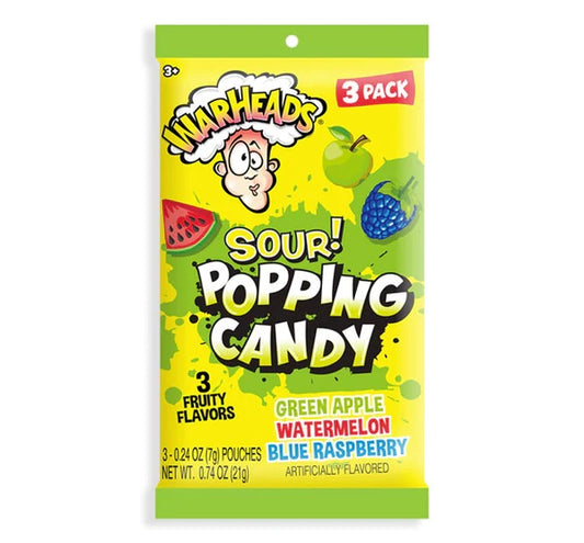 Warheads Popping Candy 3-Flavor Peg Bag