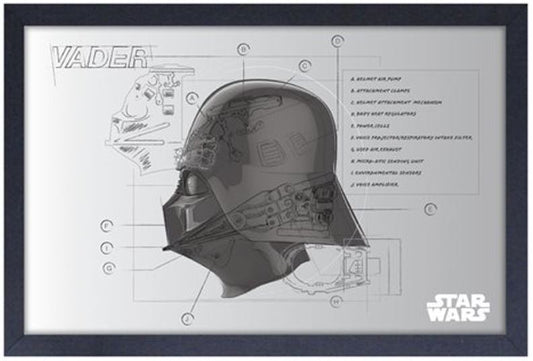 Star Wars Darth Vader Helmet Schematic Framed Art Print
