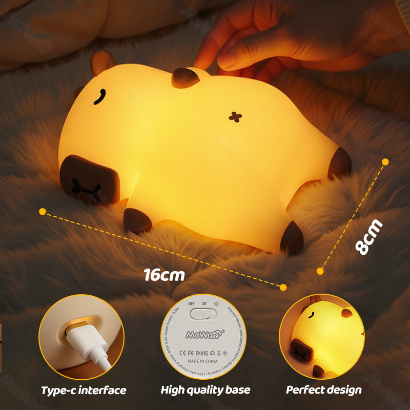 Sleeping Capybara Breathing Squishy Silicone Companion Sound LED Night Light