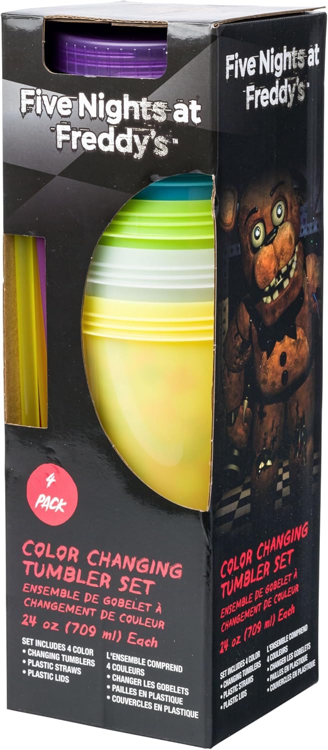 Five Nights at Freddy's 4 Pack Color Changing Plastic Tumblers