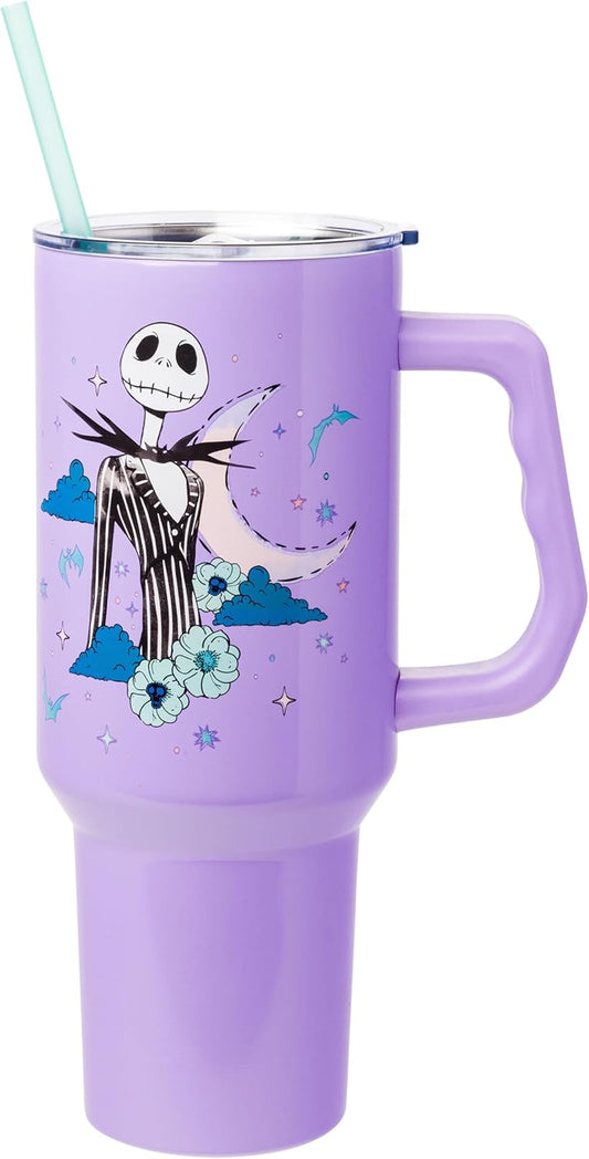 Disney Nightmare Before Christmas Jack Skellington Stainless Steel Tumbler with Handle and Straw