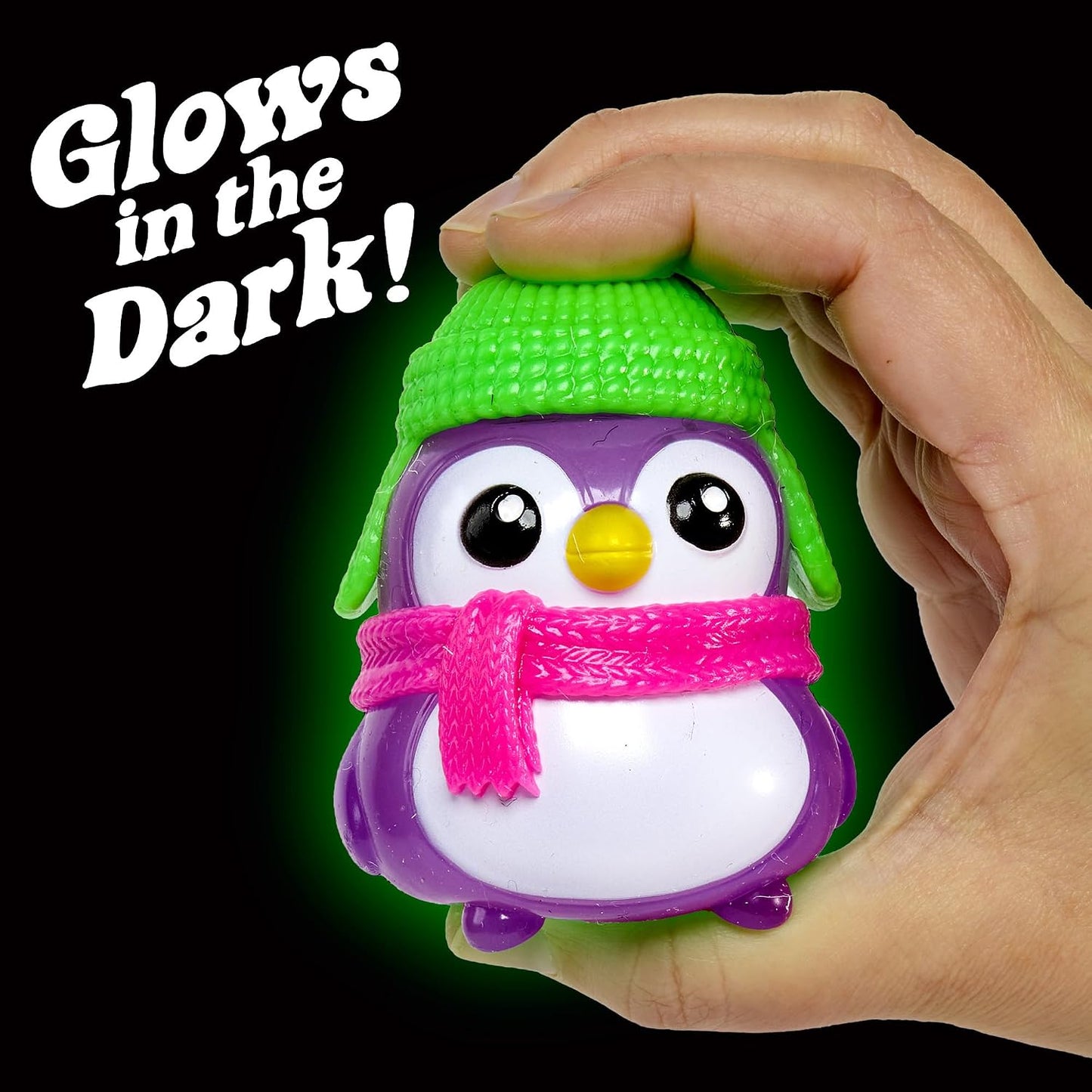 NeeDoh 2026 Squishmas Polar Glow Penguin Stress Ball [1 RANDOM Color, Glows in the Dark!]