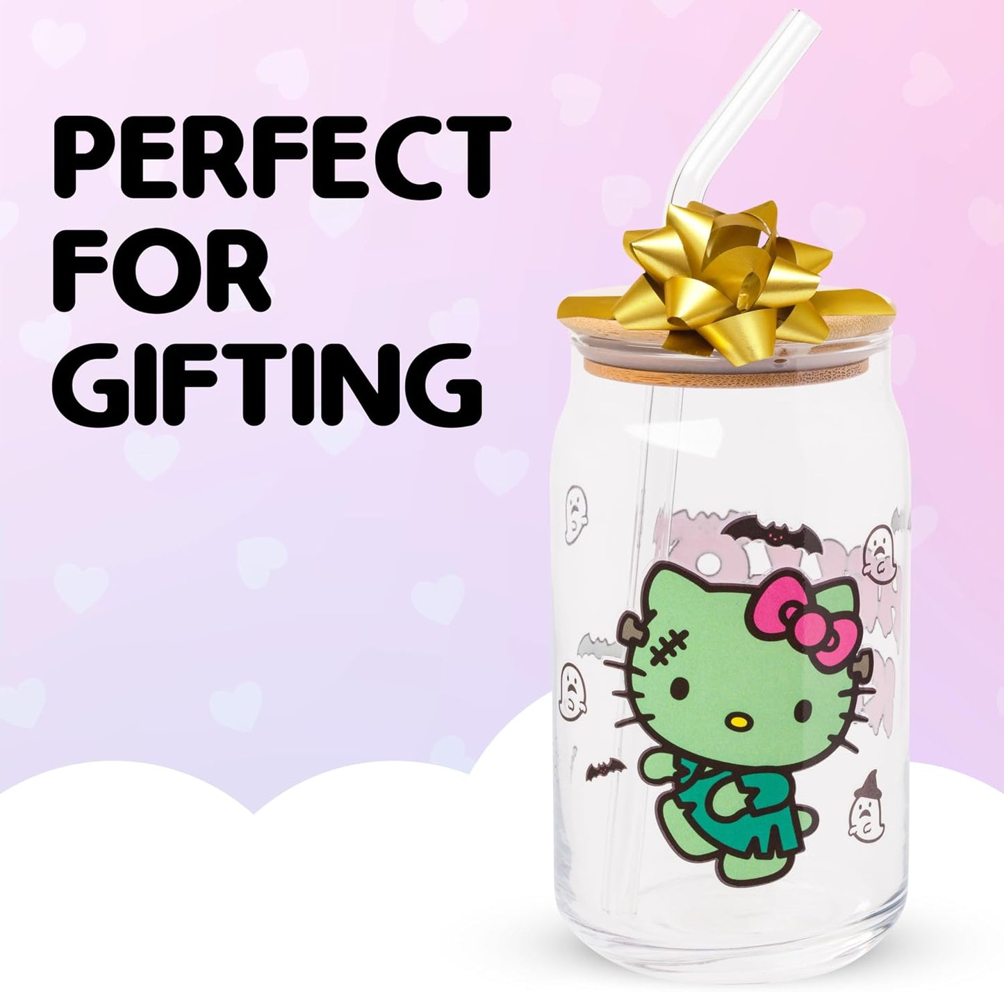 Hello Kitty Halloween Spooky Frankenstein Glass Tumbler, 16oz