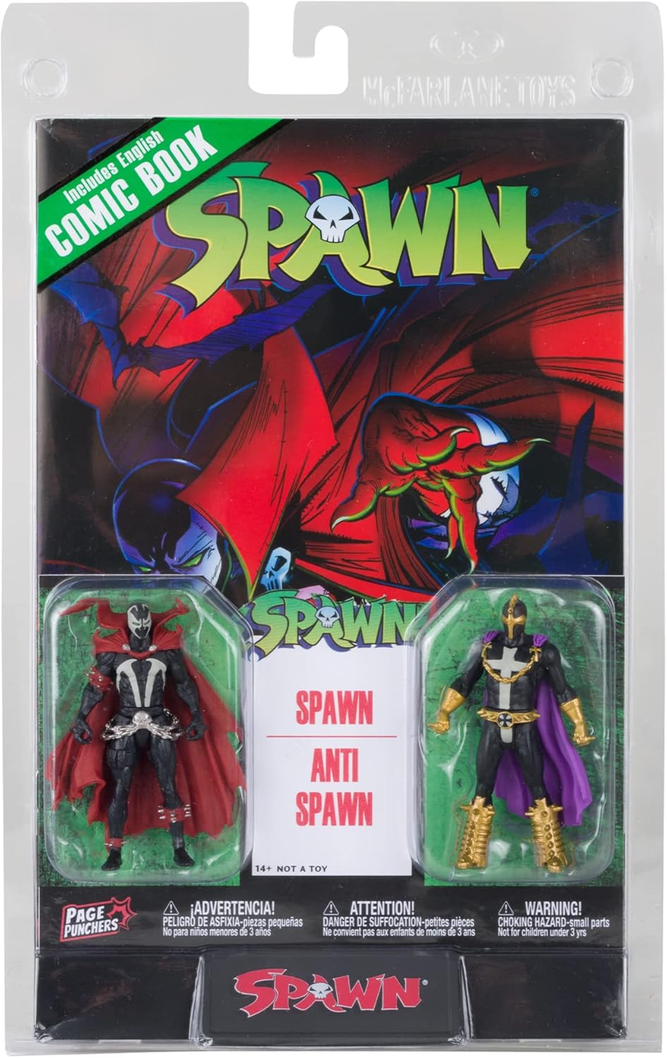 McFarlane Toys - Page Punchers - Spawn 3" Figure With Comic 2Pk - Wave 1 - Spawn And Anti-Spawn (Spawn #1)