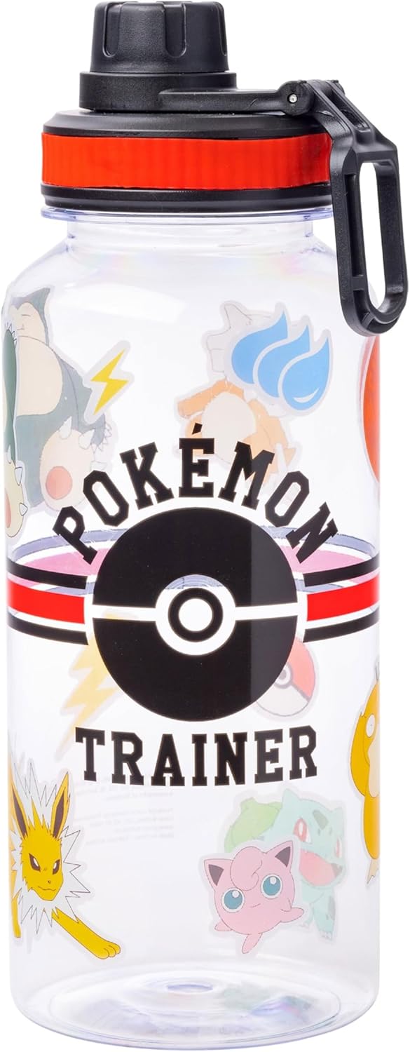 Pokemon Trainer Icons Twist Spout Plastic Water Bottle with Stickers