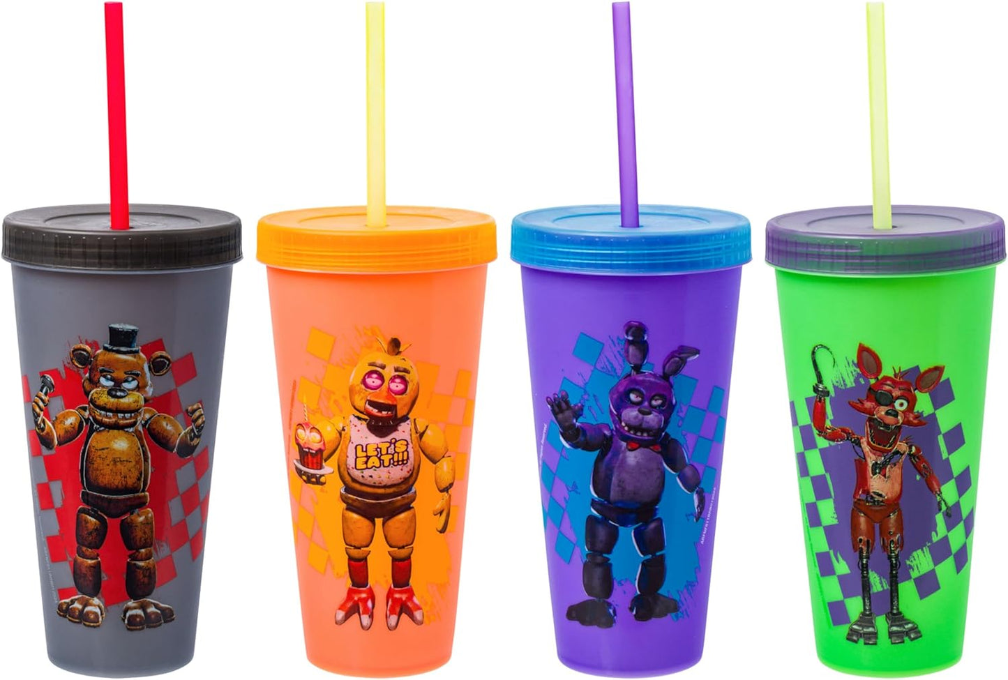 Five Nights at Freddy's 4 Pack Color Changing Plastic Tumblers