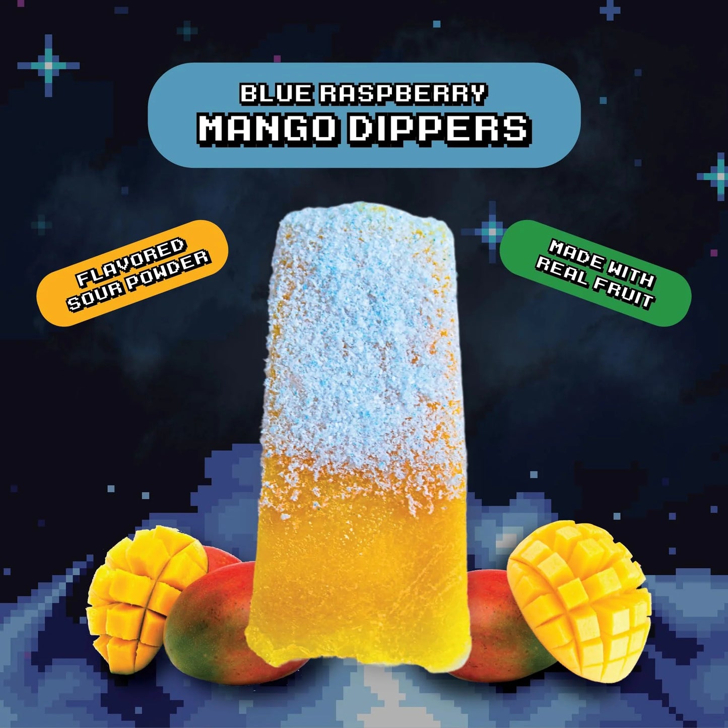 Final Boss Sour Candy, Fun Dip, Extreme Super Sour Blue Raspberry Powder With Real Candy-Tasting Dried Mangoes