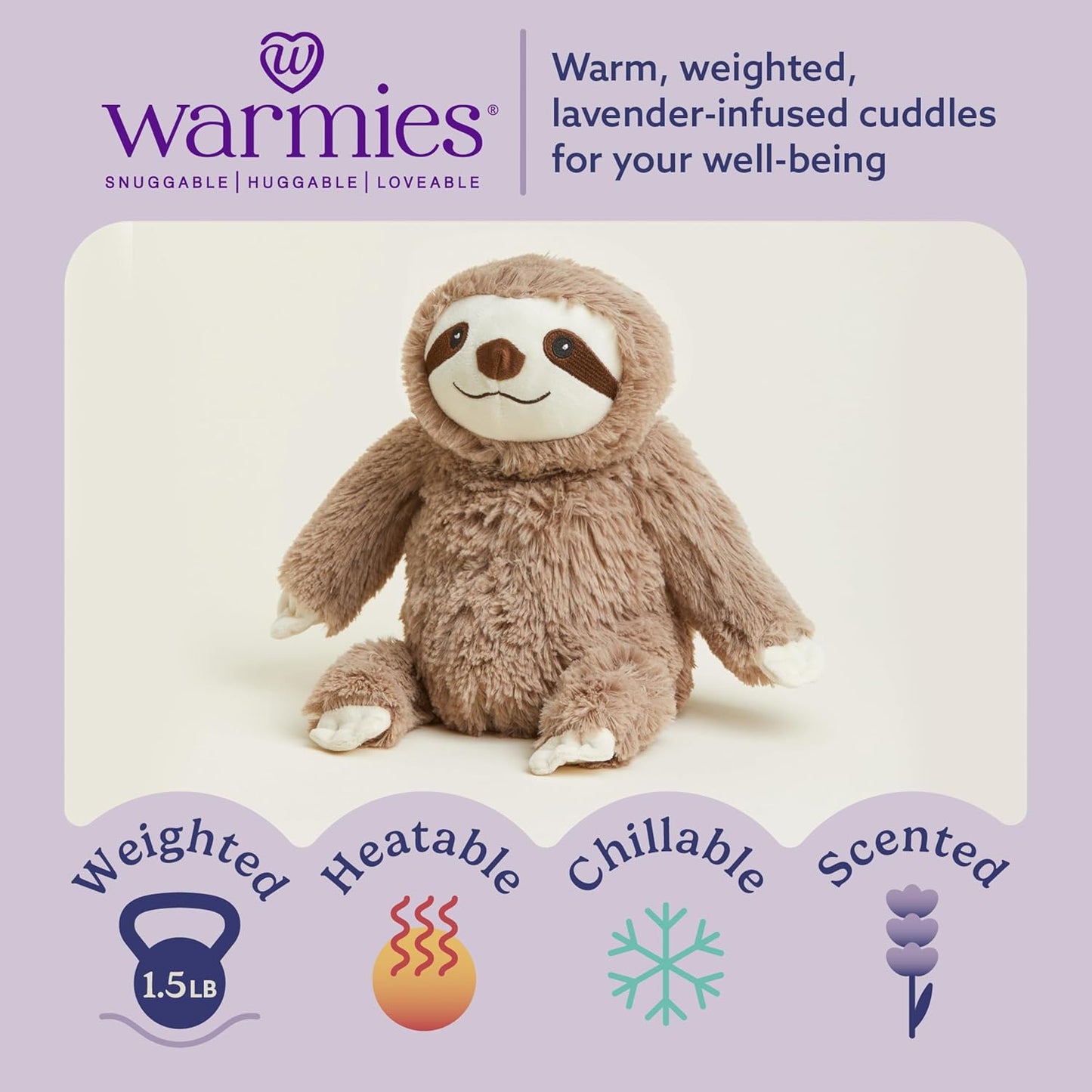 Warmies Microwavable Brown Sloth Plush