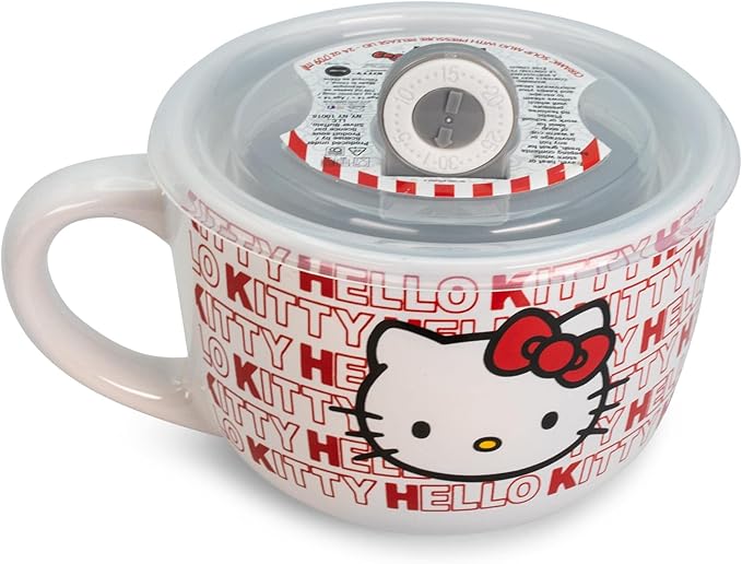 Sanrio Hello Kitty Red Ceramic Soup Mug With Vented Lid