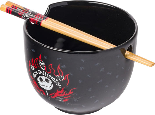 Disney Nightmare Before Christmas Jack Skellington Ceramic Ramen Bowl with Chopsticks