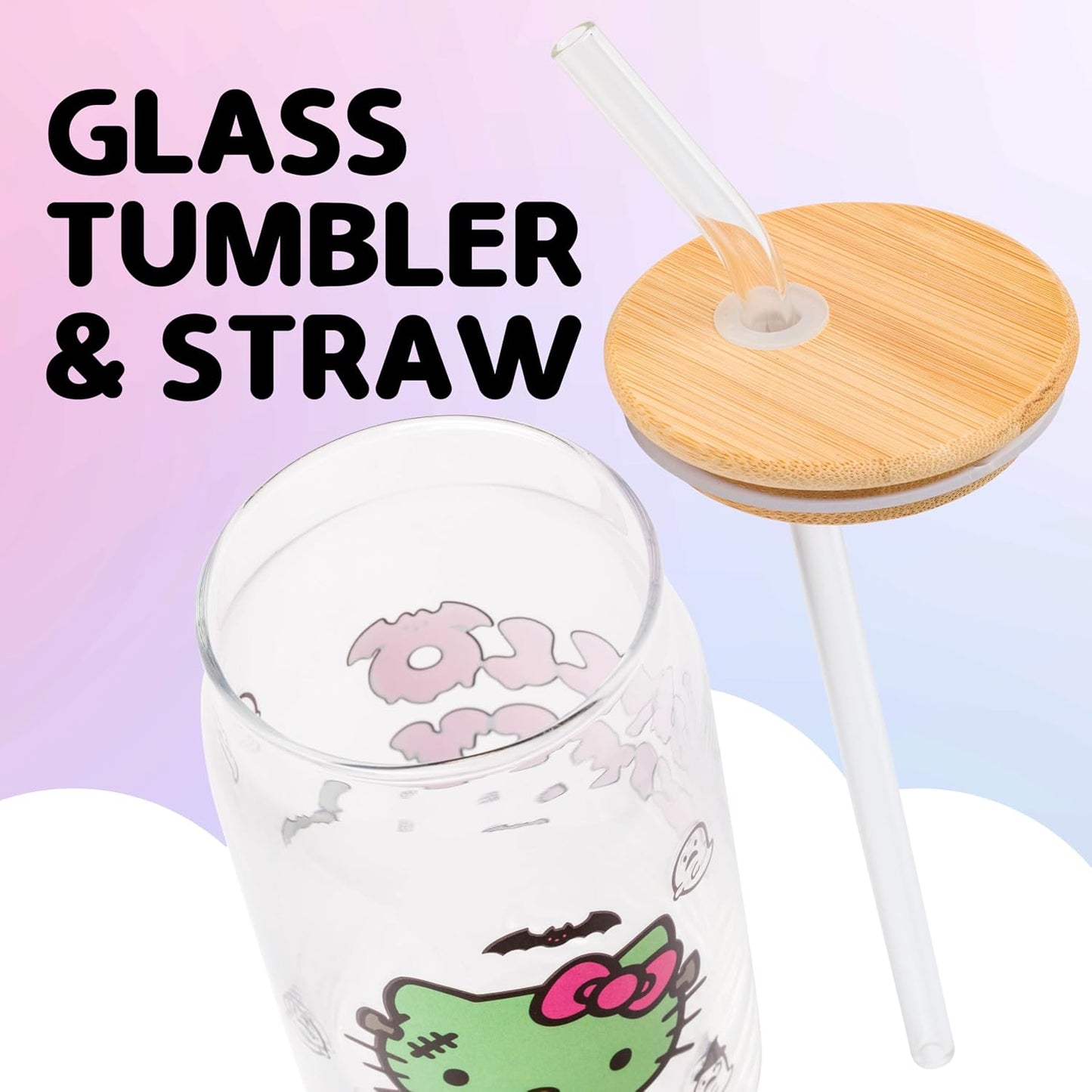 Hello Kitty Halloween Spooky Frankenstein Glass Tumbler, 16oz