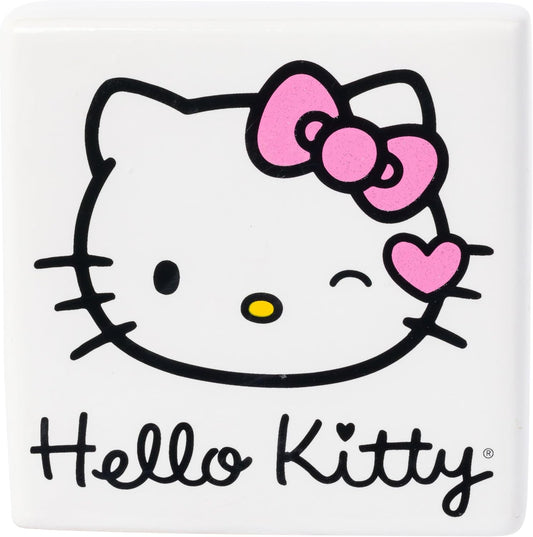 Hello Kitty Wink Glitter 5” x 5” Ceramic Box Sign