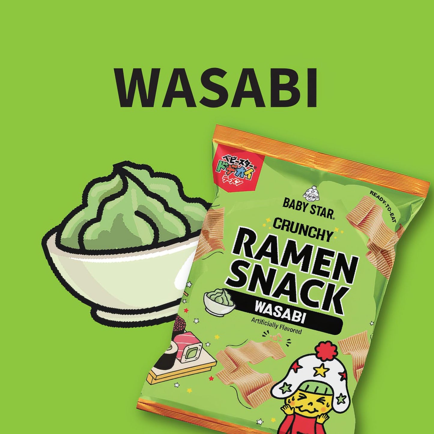Baby Star Crunchy Ramen Snack - Wasabi