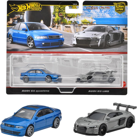 Hot Wheels JDY82 Premium 2 Pack Audi S4 Quattro/Audi R8 LMS Vehicle Toy Minicar