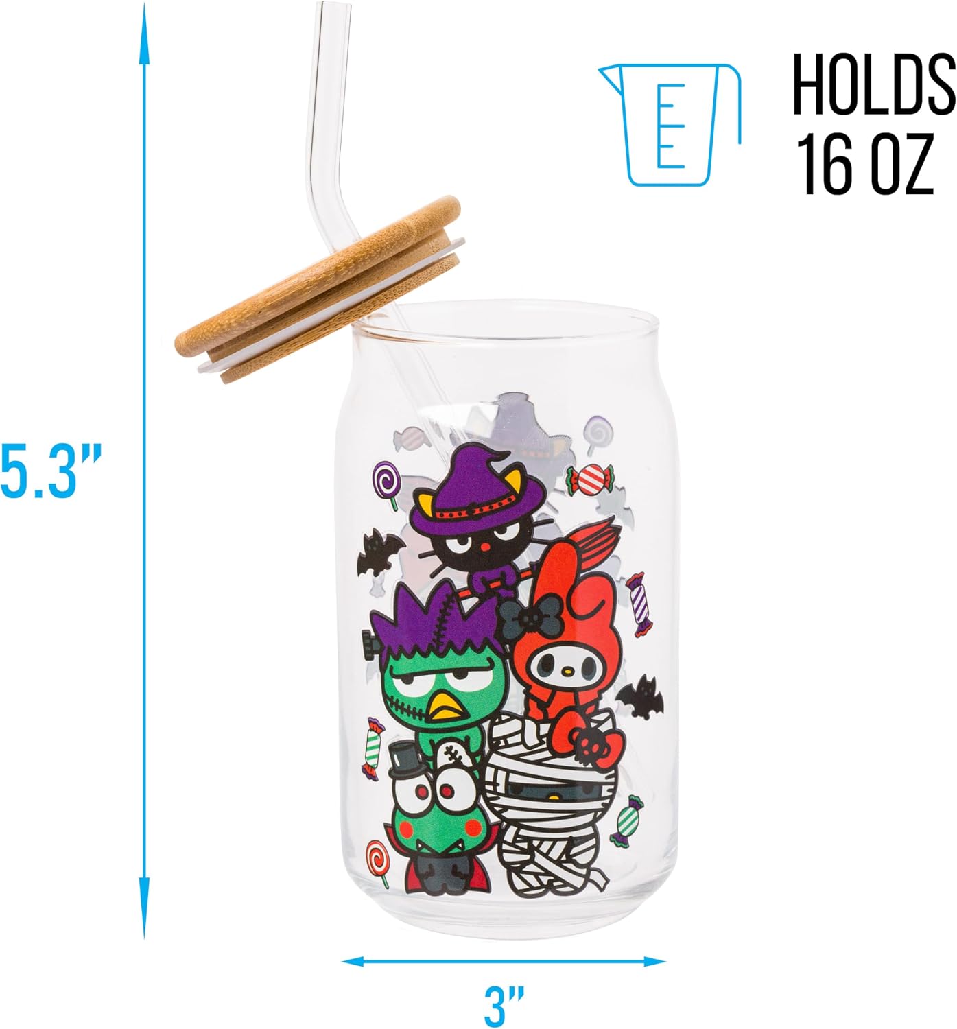 Sanrio Hello Kitty and Friends Keroppi, Glass Tumbler, 16oz