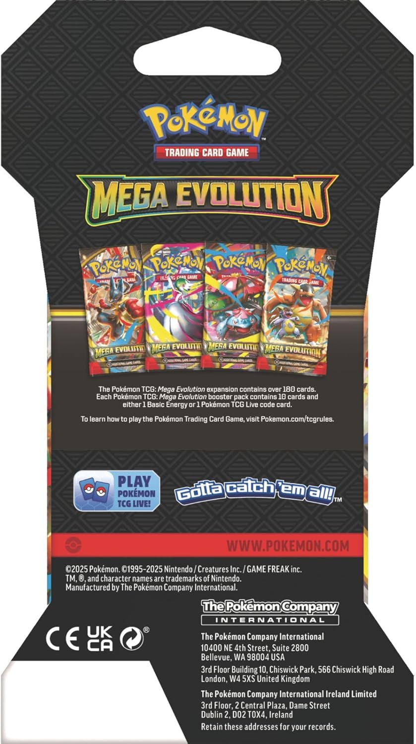 Pokemon Mega Evolution Sleeved Booster (Style may vary)