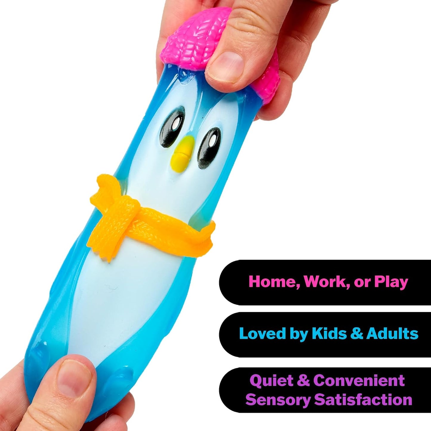 NeeDoh 2026 Squishmas Polar Glow Penguin Stress Ball [1 RANDOM Color, Glows in the Dark!]