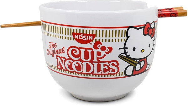 Hello Kitty X Cup Noodles 20-Ounce Ramen Bowl and Wooden Chopsticks Set
