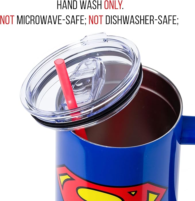 DC Comics Superman Logo 40oz Stainless Steel Tumbler with Handle and Straw