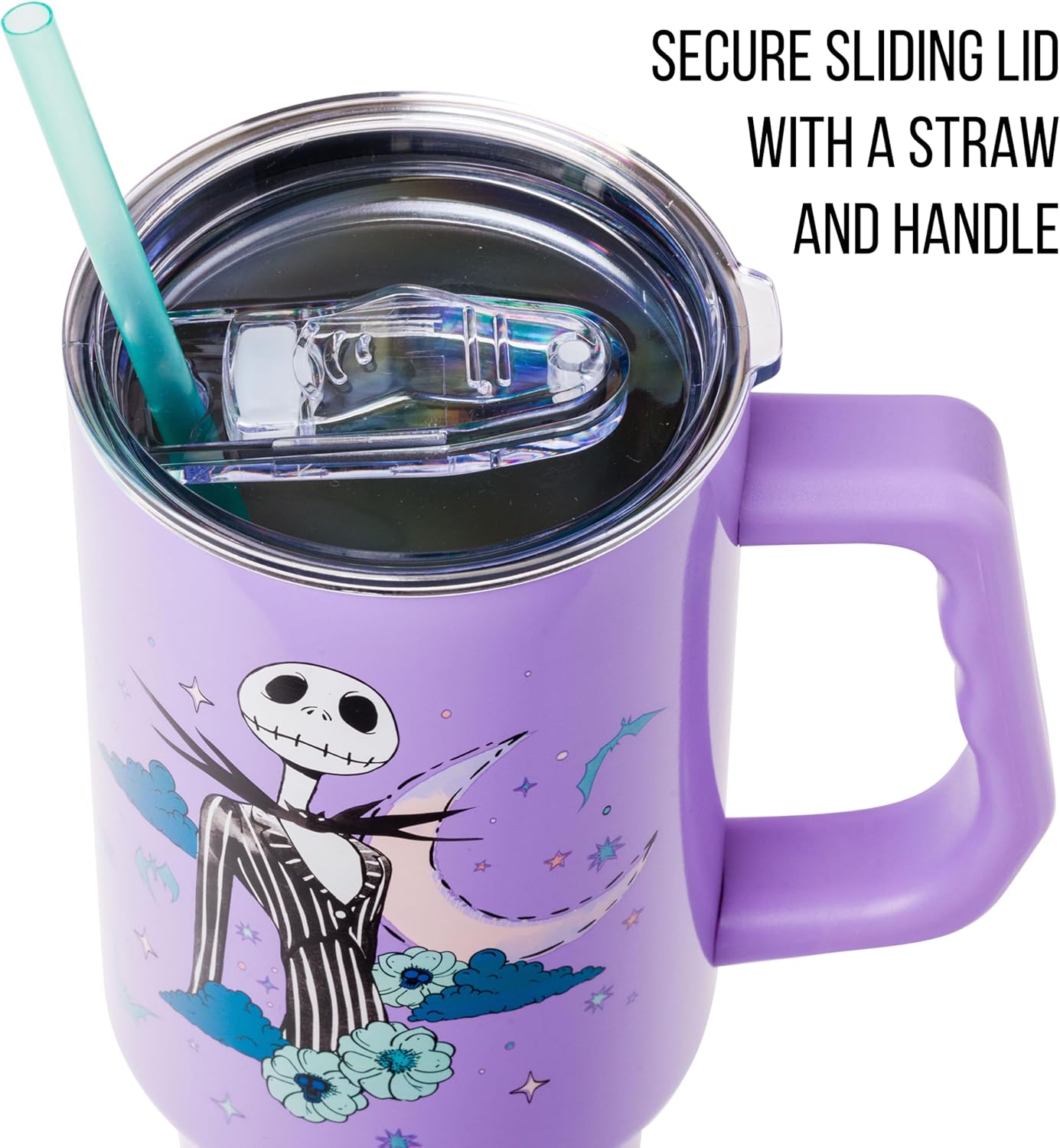 Disney Nightmare Before Christmas Jack Skellington Stainless Steel Tumbler with Handle and Straw
