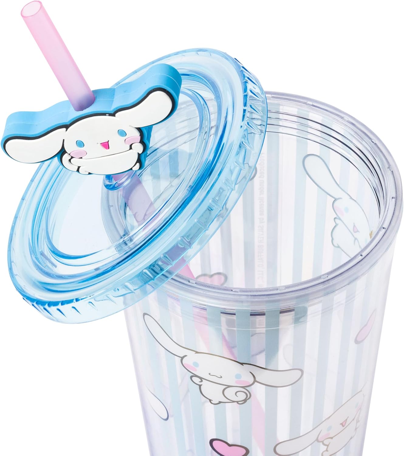 Sanrio Hello Kitty and Friends Cinnamoroll Plastic 24oz Cold Cup with Lid and Straw Topper