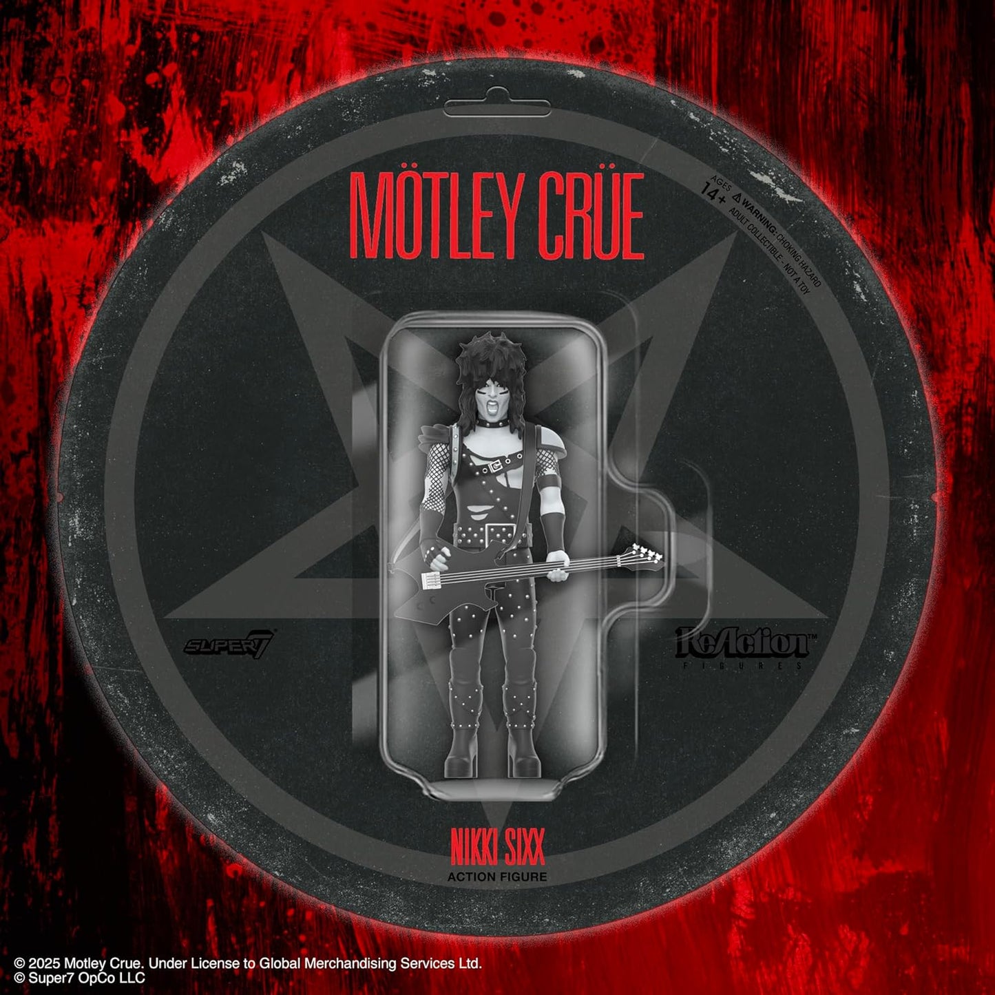 Motley Crue Reaction Figures Wave 02 - Nikki Sixx (Shout at The Devil - Black & White) Action Figure