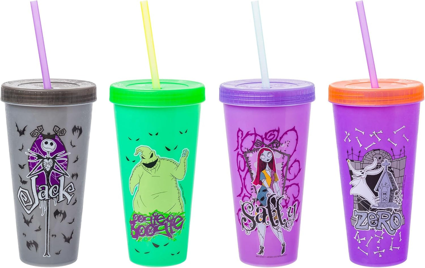 Disney Nightmare Before Christmas Character Grid 4 Pack Color Change Plastic Tumbler