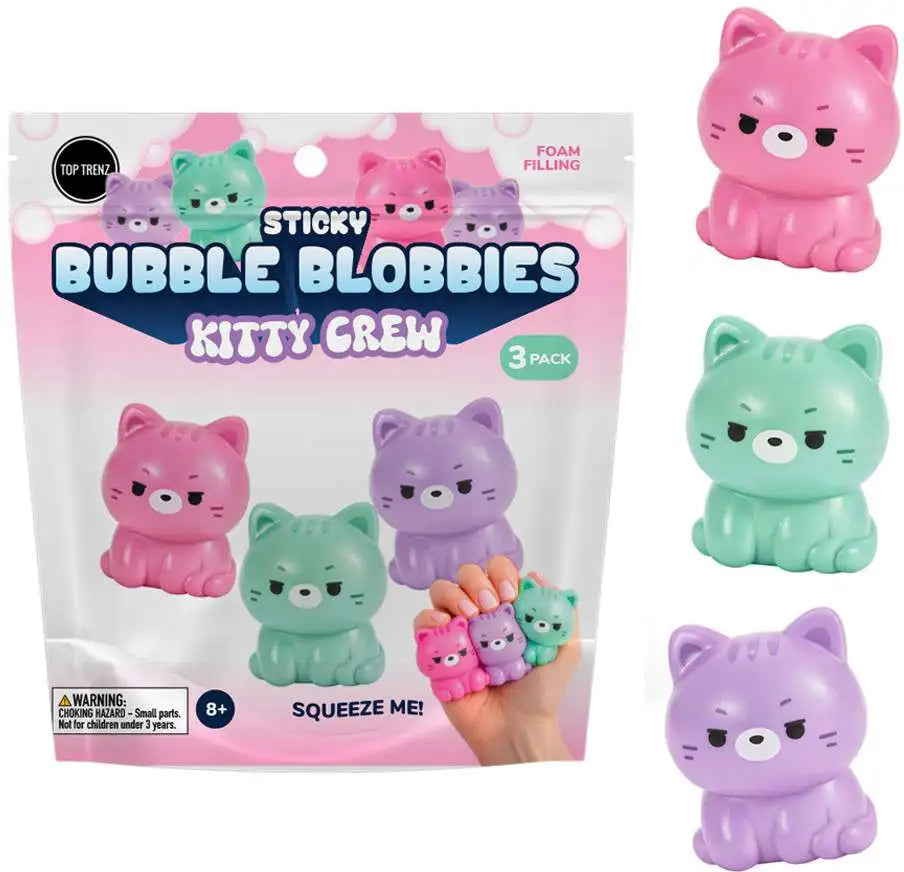 Sticky Bubble Blobbies Kitty Crew Squish Toy 3-Pack