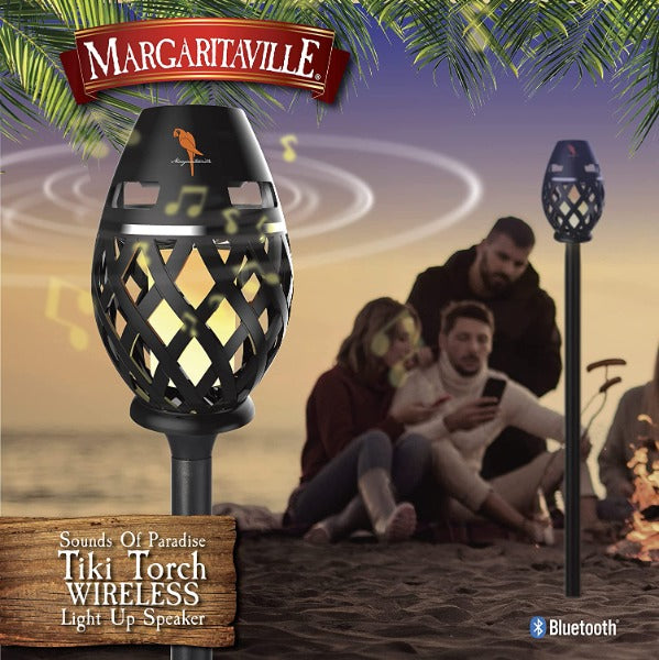 Margaritaville Sounds of Paradise Outdoor Tiki Torch Lantern Bluetooth Light-Up Speaker