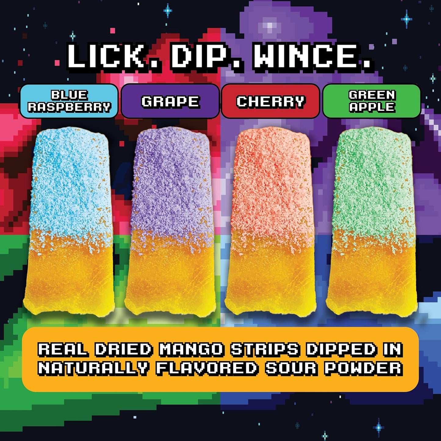 Final Boss Sour Fun Dip, Green Apple, Level 3, Extreme Super Sour Powder with Real Candy Tasting Dried Mangoes