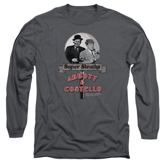 Abbott & Costello - Super Sleuths - Long Sleeve Adult 18/1 - Charcoal T-shirt