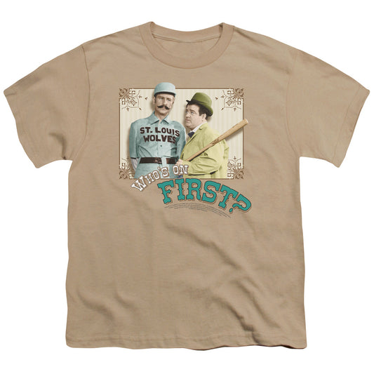 Abbott & Costello - Whos On First - Short Sleeve Youth 18/1 - Sand T-shirt