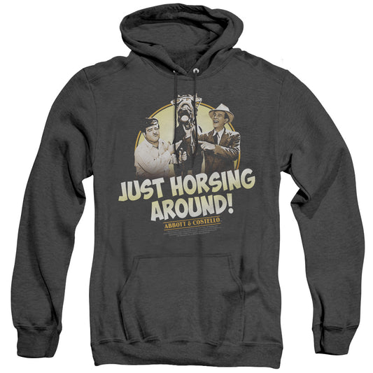 Abbott & Costello - Horsing Around - Adult Heather Hoodie - Black