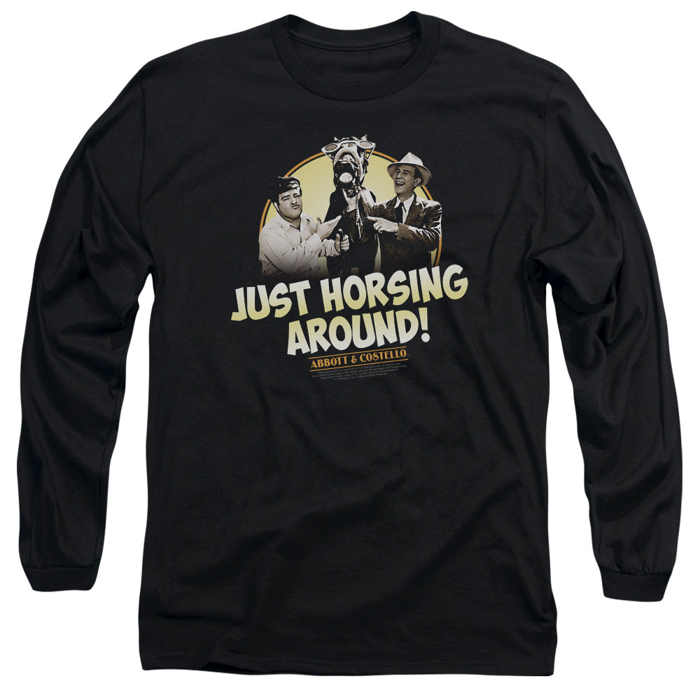 Abbott & Costello - Horsing Around - Long Sleeve Adult 18/1 - Black T-shirt