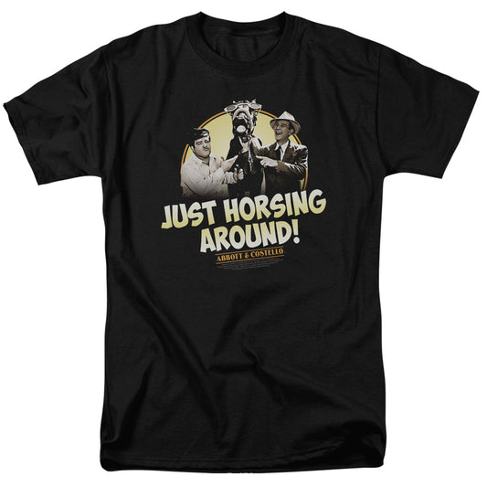Abbott & Costello - Horsing Around - Short Sleeve Adult 18/1 - Black T-shirt