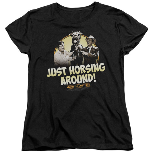 ABBOTT & COSTELLO HORSING AROUND - S/S WOMENS TEE - BLACK T-Shirt
