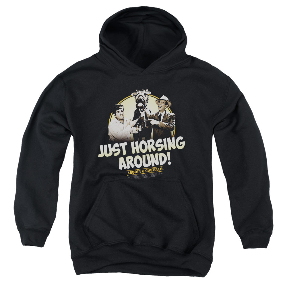 Abbott & Costello - Horsing Around - Youth Pull-over Hoodie - Black