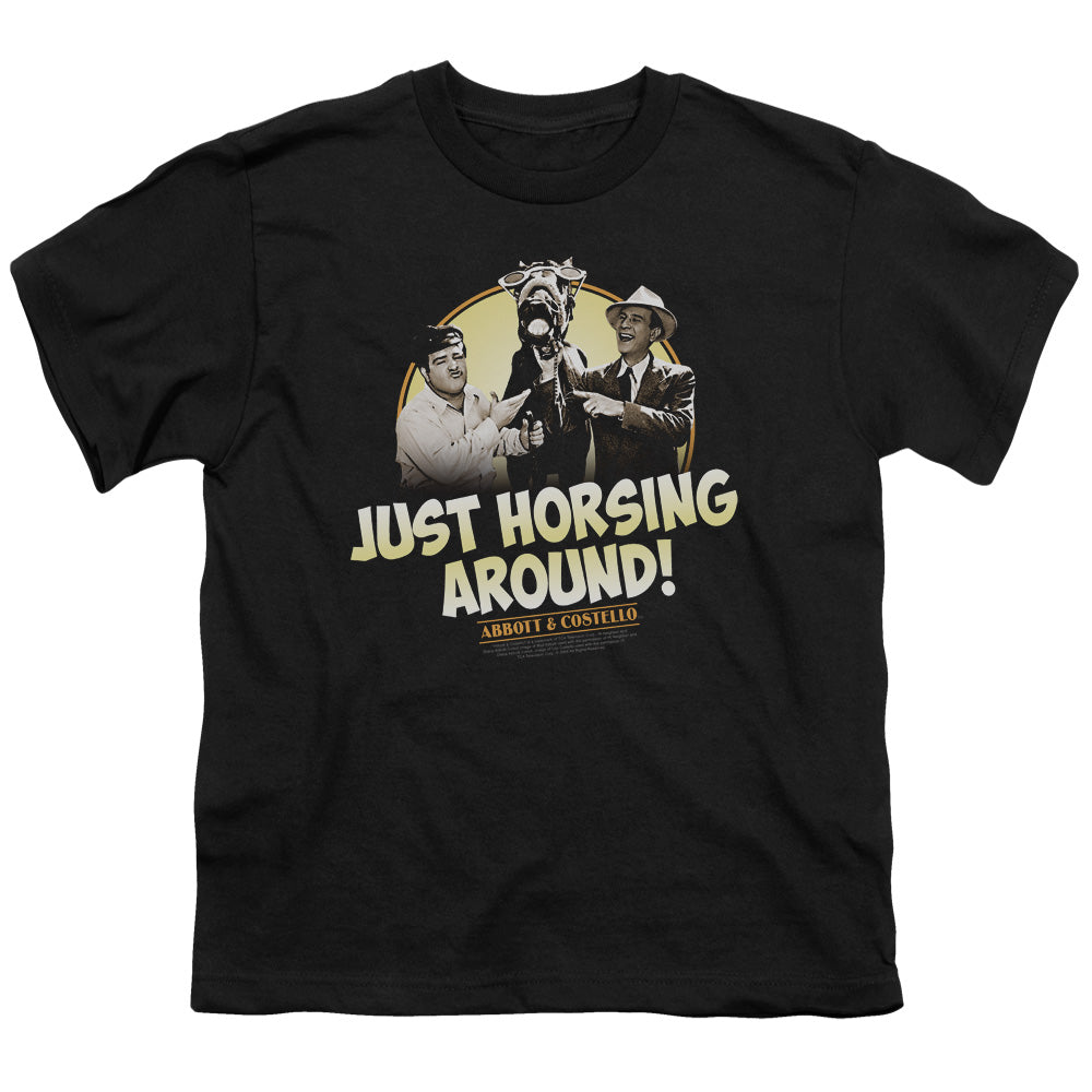 Abbott & Costello - Horsing Around - Short Sleeve Youth 18/1 - Black T-shirt