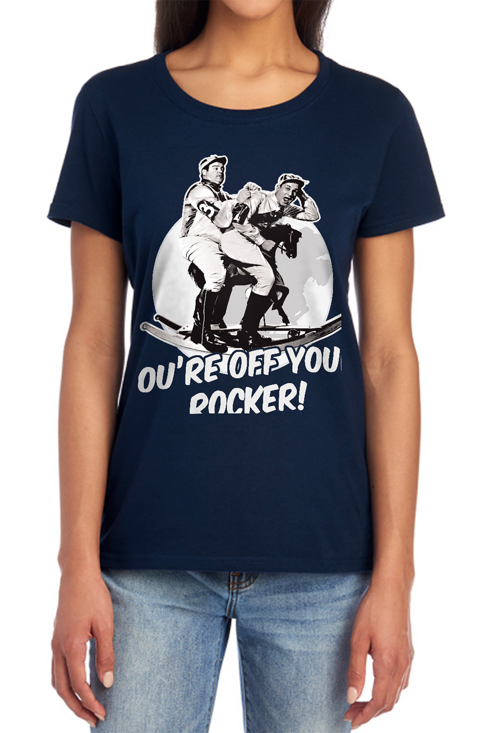 Abbott & Costello - Off Your Rocker - Short Sleeve Womens Tee - Navy T-shirt