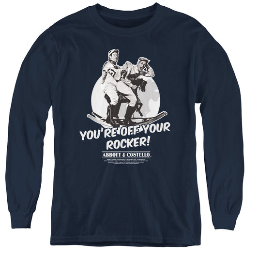 Abbott & Costello - Off Your Rocker - Youth Long Sleeve Tee - Navy