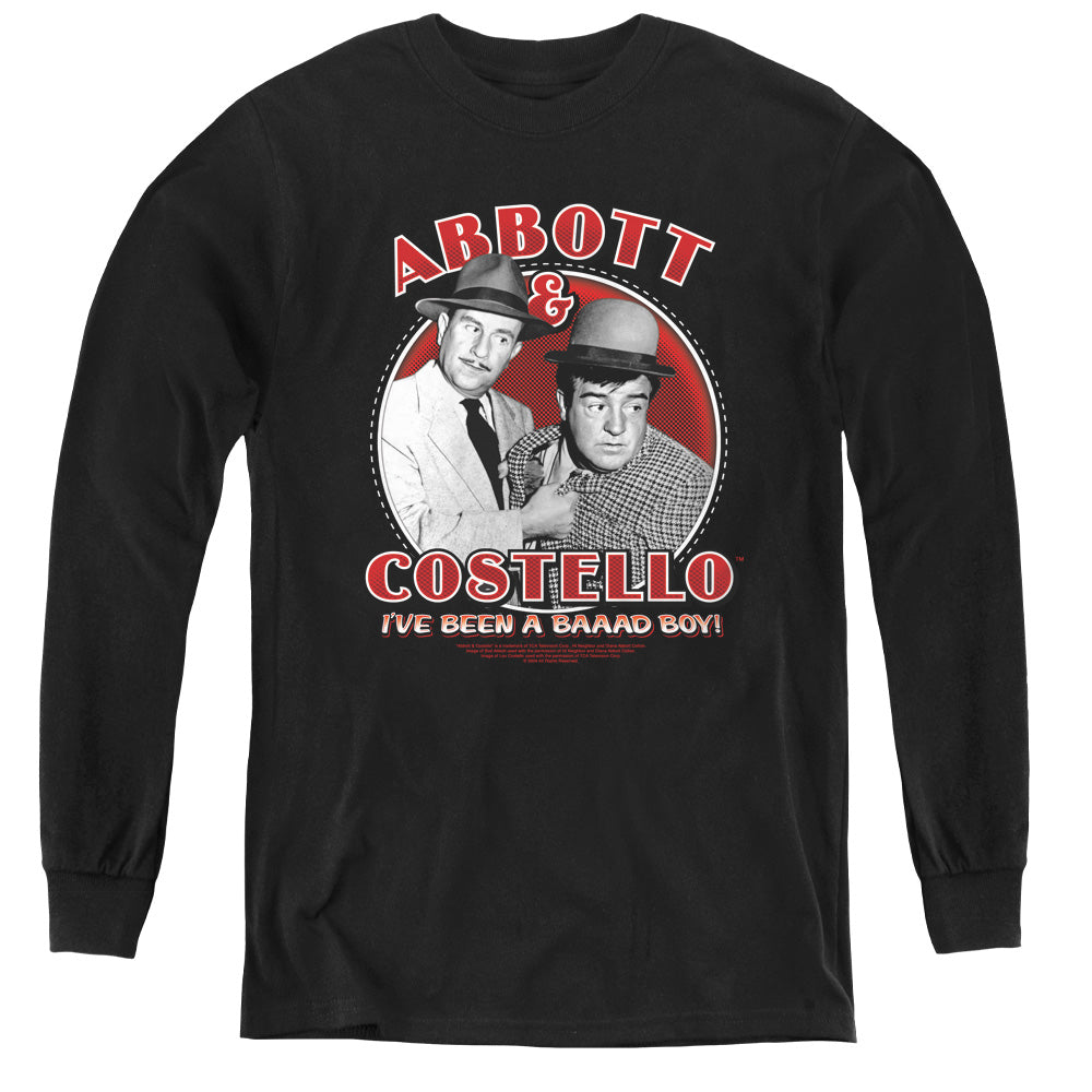 Abbott & Costello - Bad Boy - Youth Long Sleeve Tee - Black