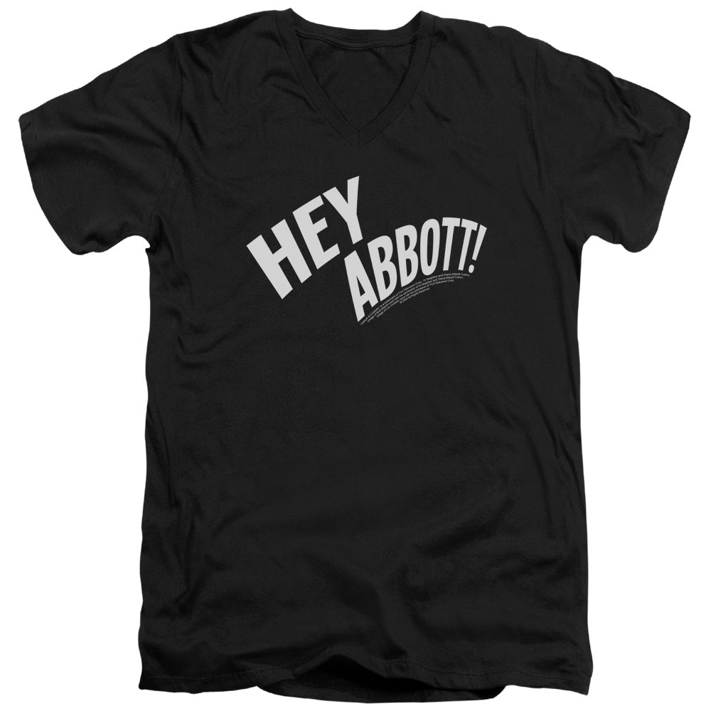 Abbott & Costello - Hey Abbott - Short Sleeve Adult V-neck - Black T-shirt