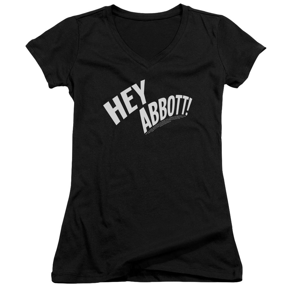 Abbott & Costello - Hey Abbott - Junior V-neck - Black