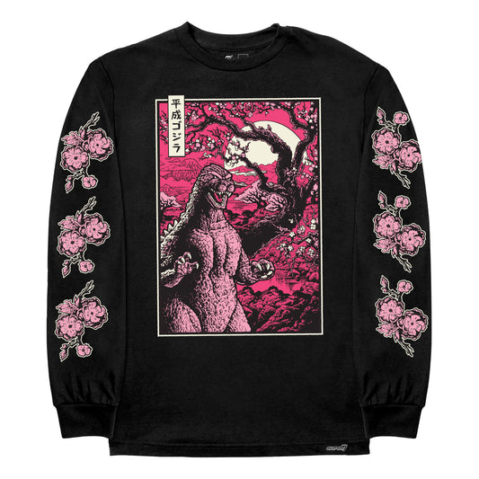 Toho T-Shirts - Godzilla Cherry Blossom (Black Long Sleeve)