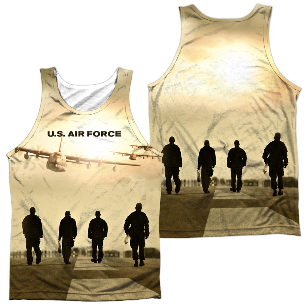 Air Force - Long Walk (Front/back Print) - Adult 100% Poly Tank Top - White