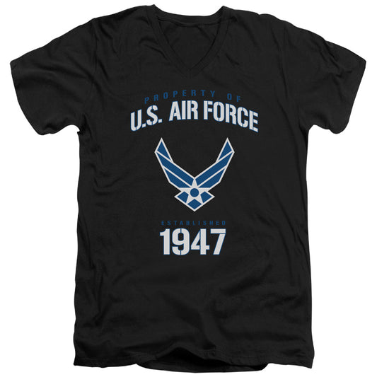 Air Force - Property Of - Short Sleeve Adult V-neck 30/1 - Black T-shirt