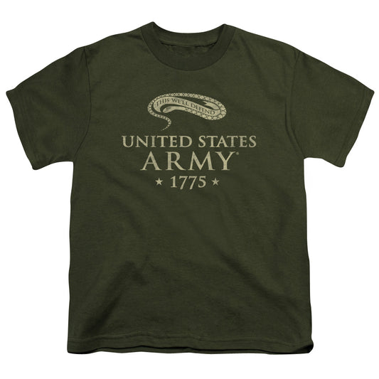 Army - Well Defend - Short Sleeve Youth 18/1 - Military Green T-shirt
